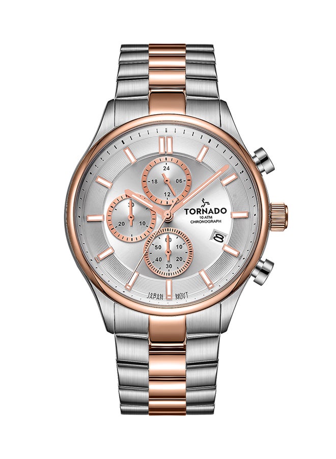 تورنيدو ساعة كرونوغراف رجالية بقرص أبيض - Image 1