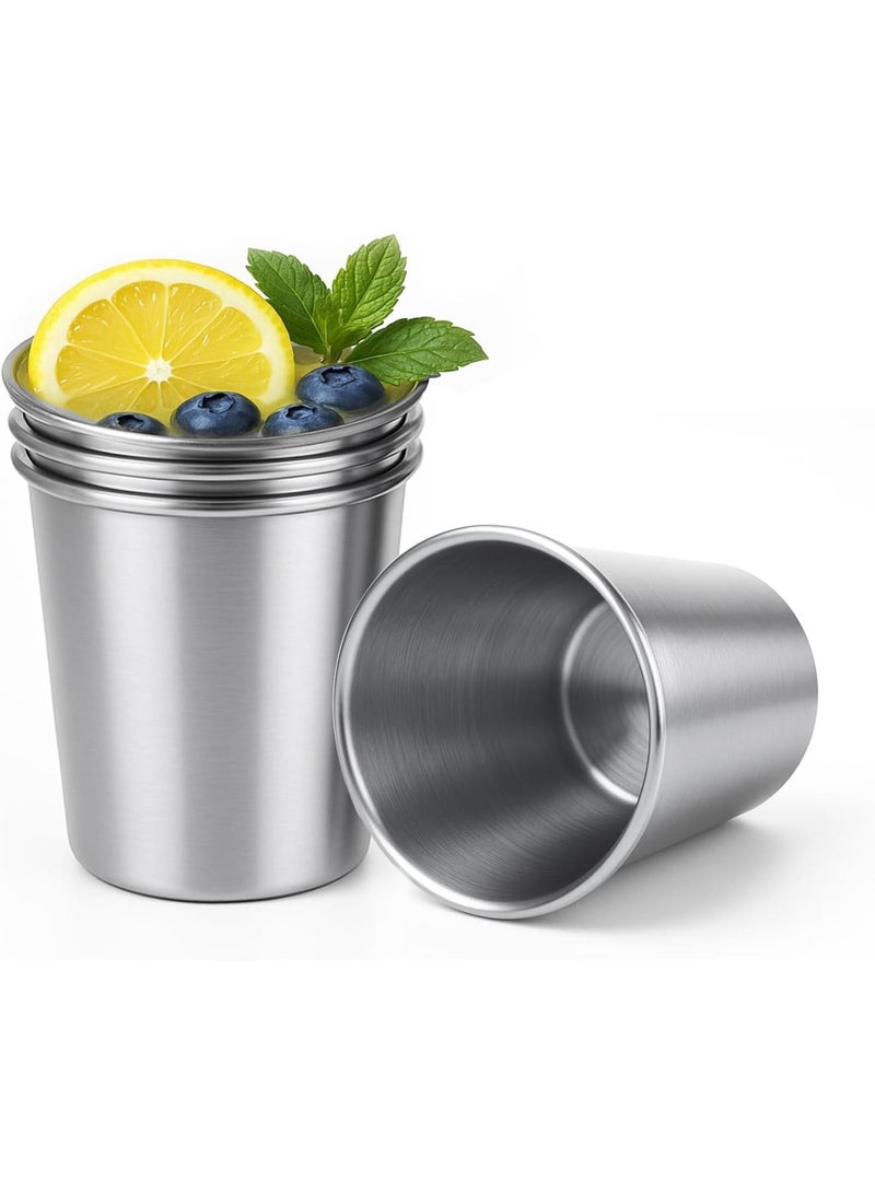 SYOSI Stainless Steel Cups, Stackable Metal Drinking Glasses Unbreakable Shatterproof Tumblers BPA Free, 8 oz Mini Reusable Cups for Home Restaurant Party Camping Outdoor Travel, 4 PK - Image 1