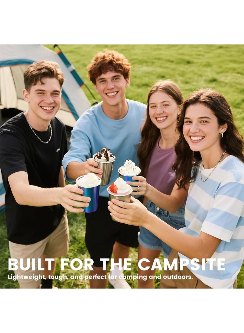 SYOSI Stainless Steel Cups, Stackable Metal Drinking Glasses Unbreakable Shatterproof Tumblers BPA Free, 8 oz Mini Reusable Cups for Home Restaurant Party Camping Outdoor Travel, 4 PK - Image 4