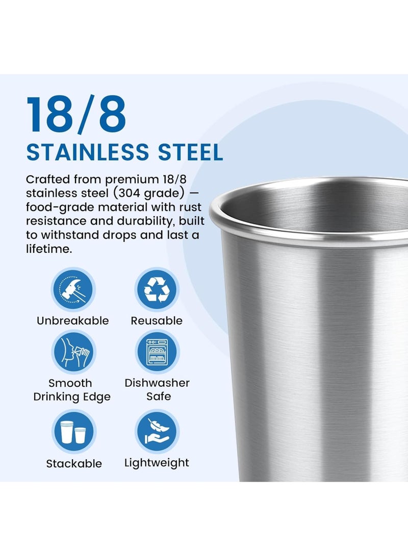 SYOSI Stainless Steel Cups, Stackable Metal Drinking Glasses Unbreakable Shatterproof Tumblers BPA Free, 8 oz Mini Reusable Cups for Home Restaurant Party Camping Outdoor Travel, 4 PK - Image 2