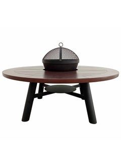 NABCO Light Round Wood-Burning Fire Pit Table for Patio – 135x135x52 cm, Compact Outdoor Dining Table with Fire Pit Center, Robust and Stylish for Backyard or Garden, Dark Mahogany/Black  - Image 2