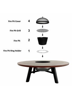 NABCO Light Round Wood-Burning Fire Pit Table for Patio – 135x135x52 cm, Compact Outdoor Dining Table with Fire Pit Center, Robust and Stylish for Backyard or Garden, Dark Mahogany/Black  - Image 5