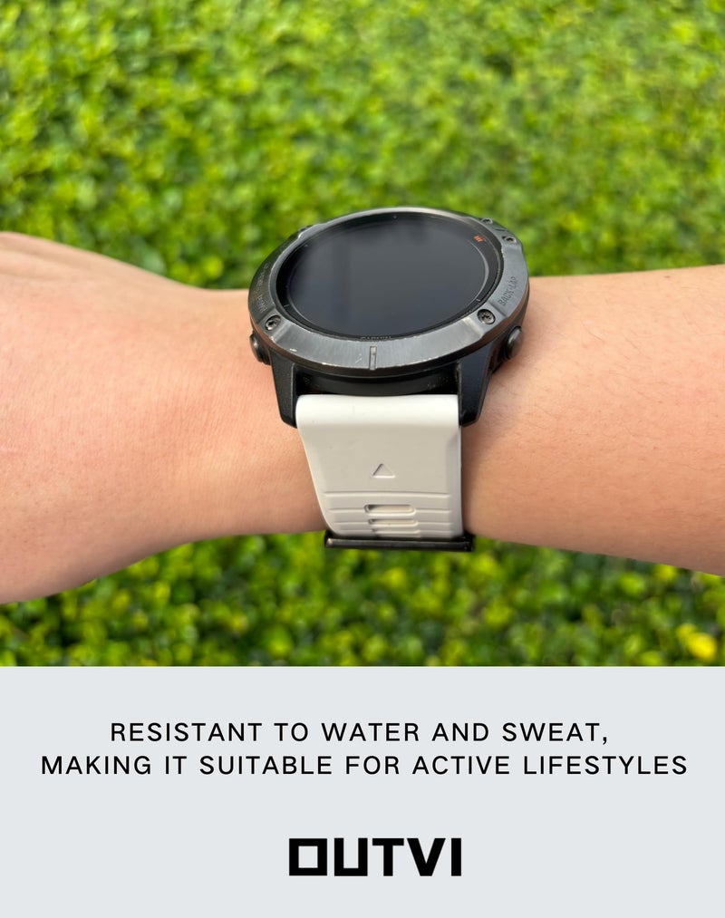 OUTVI Silicone watch band compatible with garmin fenix 5x 6x Pro 7x 3 hr quick fit 26mm bands replacement for Epix Pro Gen 2 51mm Enduro 2 Descent Mk1 Mk2 Mk2i Mk3i tactix soft men women Fog Grey - Image 5