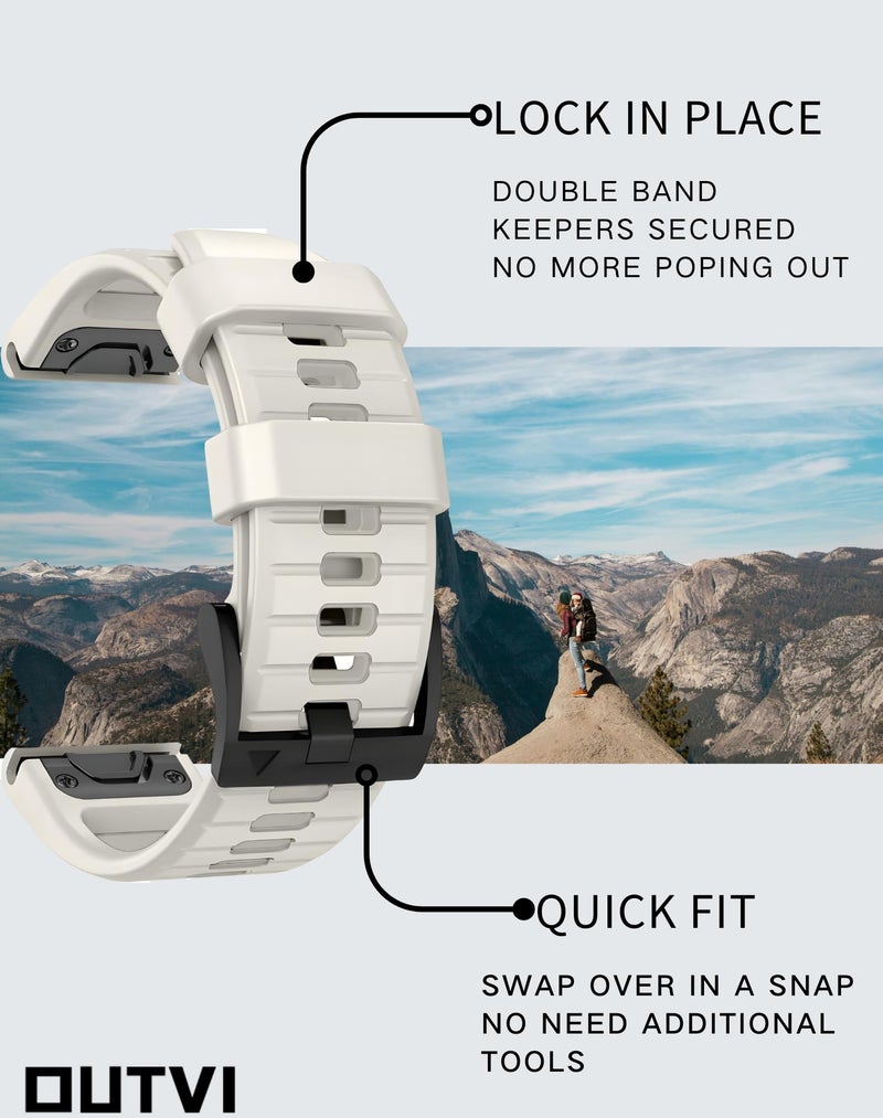 OUTVI Silicone watch band compatible with garmin fenix 5x 6x Pro 7x 3 hr quick fit 26mm bands replacement for Epix Pro Gen 2 51mm Enduro 2 Descent Mk1 Mk2 Mk2i Mk3i tactix soft men women Fog Grey - Image 4