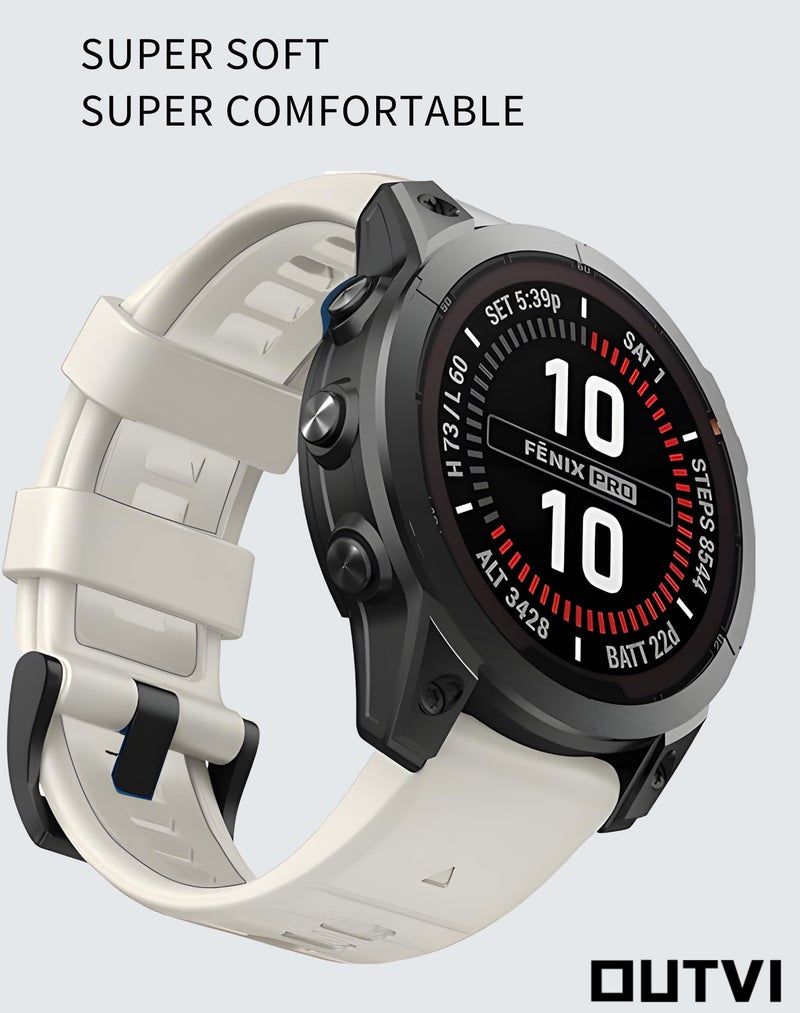 OUTVI Silicone watch band compatible with garmin fenix 5x 6x Pro 7x 3 hr quick fit 26mm bands replacement for Epix Pro Gen 2 51mm Enduro 2 Descent Mk1 Mk2 Mk2i Mk3i tactix soft men women Fog Grey - Image 3