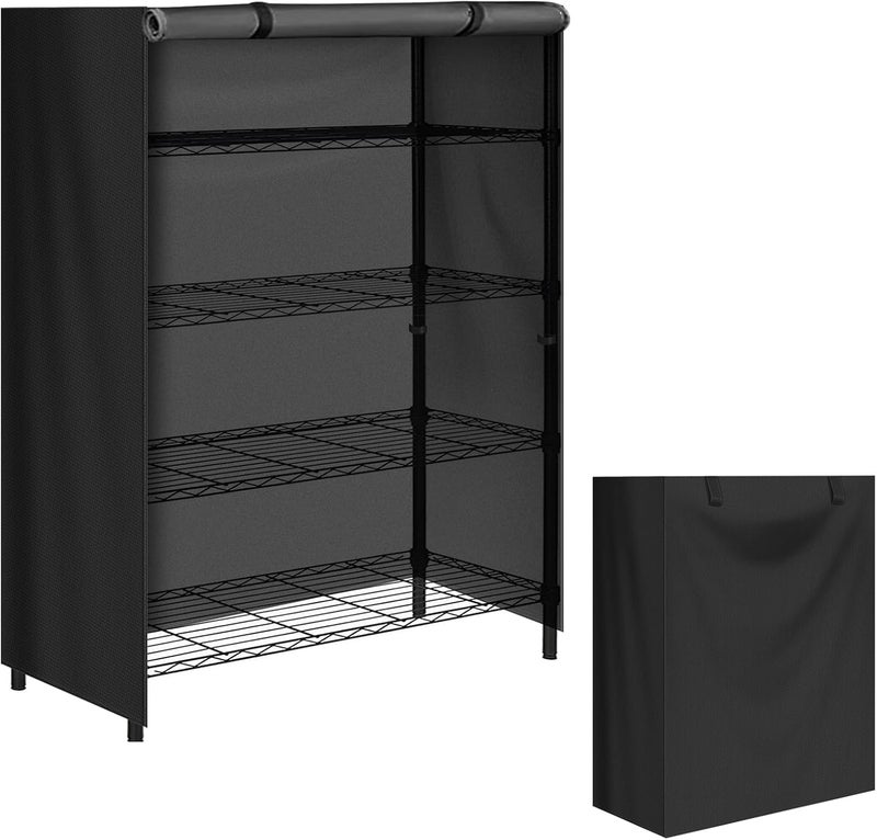 CATOTEL Storage Shelving Unit Cover,Waterproof Shelf Cart Cover Protective Outdoor Indoor Storage Rack Dust Cover with Zipper (60""Lx24""Wx72""H), Black, O0-C2NH-ZY28 - Image 1
