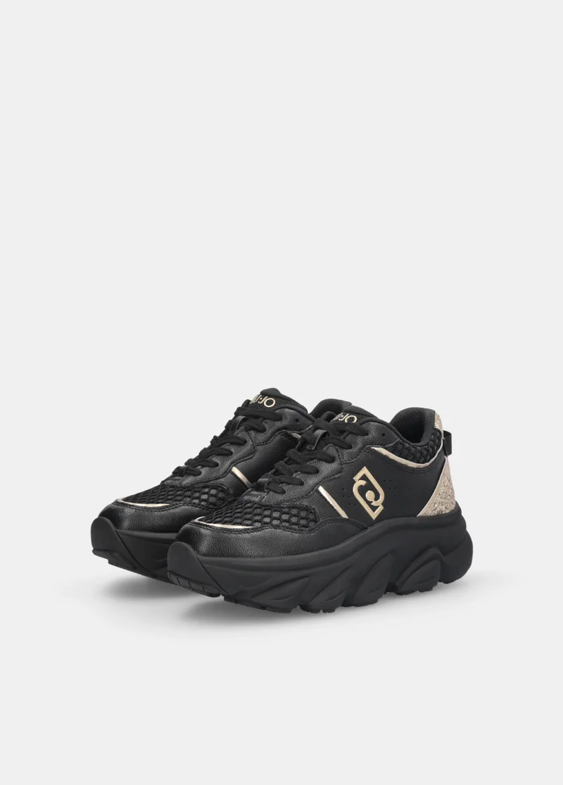Liu Jo Chunky leather and glitter sneakers