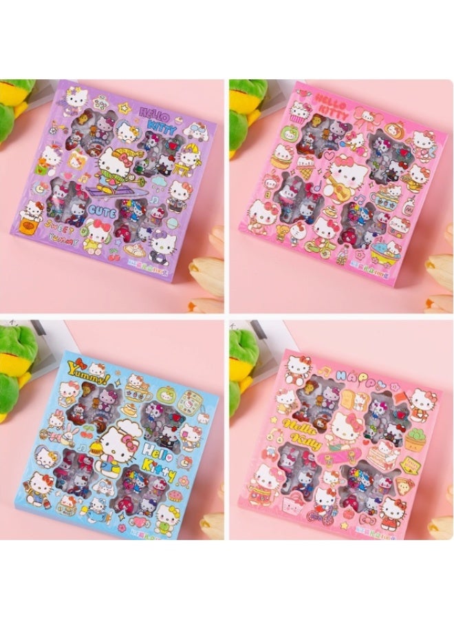 Hello Kitty 100 Sheets Sanrio Hello Kitty Stickers Kit, Vinyl Cartoon Aesthetic Decorative Sticker Set, Ideal for Scrapbooking, Journaling, Laptops, and Room Decoration - Image 1