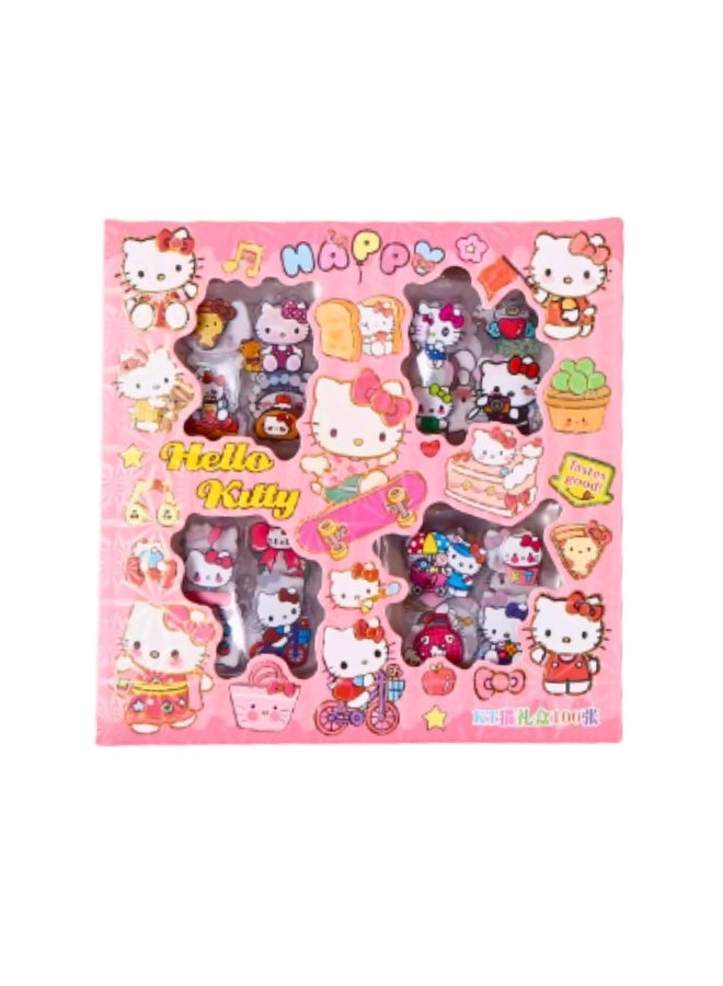 Hello Kitty 100 Sheets Sanrio Hello Kitty Stickers Kit, Vinyl Cartoon Aesthetic Decorative Sticker Set, Ideal for Scrapbooking, Journaling, Laptops, and Room Decoration - Image 4