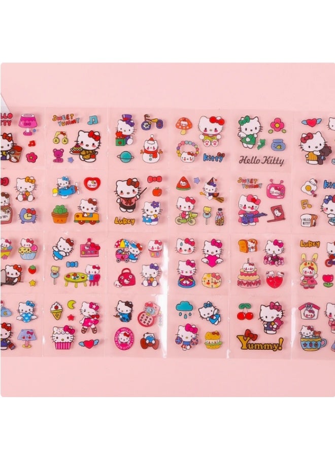 Hello Kitty 100 Sheets Sanrio Hello Kitty Stickers Kit, Vinyl Cartoon Aesthetic Decorative Sticker Set, Ideal for Scrapbooking, Journaling, Laptops, and Room Decoration - Image 2