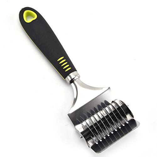KIMAIRY Noodle Cutter, Non-slip comfort handle High Grade Stainless Steel Pasta Spaghetti Maker Noodle Lattice Roller Dough Cutter Mincer Kitchen Cooking Tool (8.7x2.76inch) - Image 1