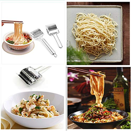 KIMAIRY Noodle Cutter, Non-slip comfort handle High Grade Stainless Steel Pasta Spaghetti Maker Noodle Lattice Roller Dough Cutter Mincer Kitchen Cooking Tool (8.7x2.76inch) - Image 4