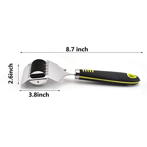 KIMAIRY Noodle Cutter, Non-slip comfort handle High Grade Stainless Steel Pasta Spaghetti Maker Noodle Lattice Roller Dough Cutter Mincer Kitchen Cooking Tool (8.7x2.76inch) - Image 2