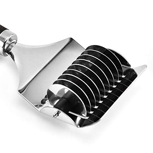 KIMAIRY Noodle Cutter, Non-slip comfort handle High Grade Stainless Steel Pasta Spaghetti Maker Noodle Lattice Roller Dough Cutter Mincer Kitchen Cooking Tool (8.7x2.76inch) - Image 3