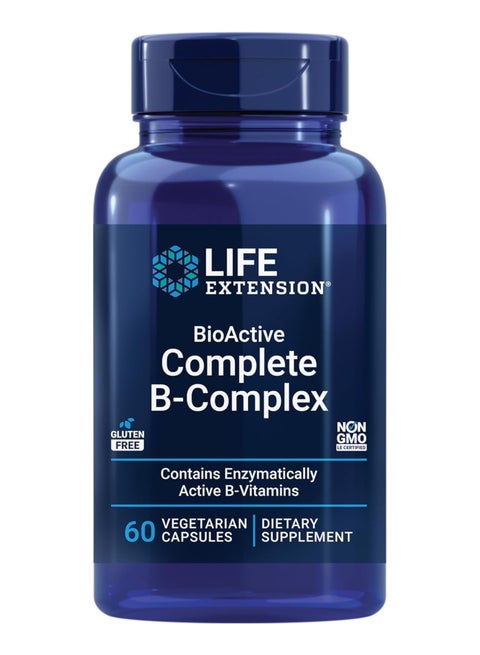 Bioactive Complete B-Complex, Heart, Brain and Nerve Support, Healthy Energy, Metabolism, Complete B Complex, 60 Vegetarian Capsules