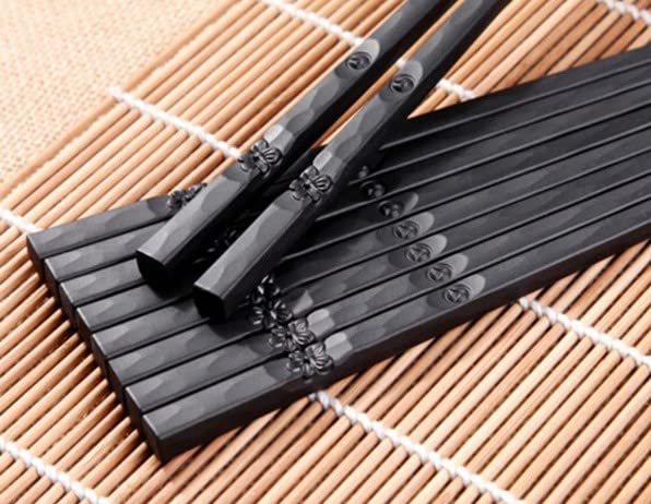 RIANZ Reusable Fiber Glass Alloy Chopsticks Japanese Style Lightweight NonSlip Chop Sticks Black 2 Pairs - Image 1