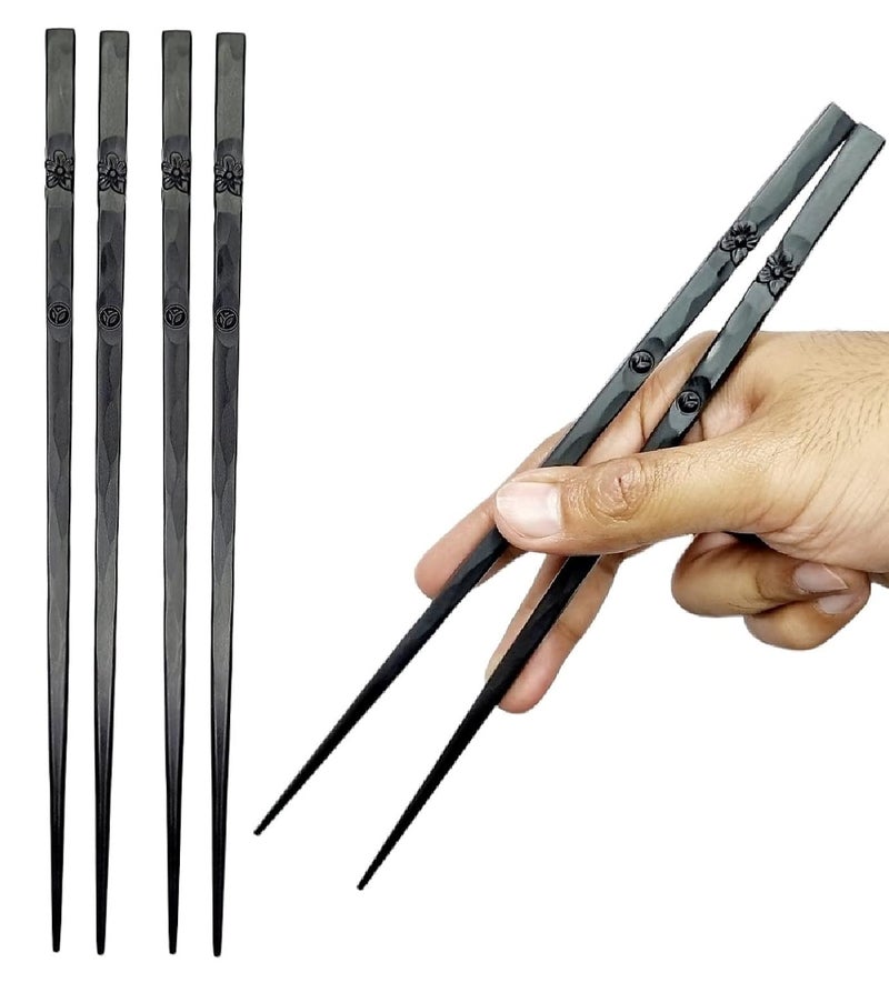 RIANZ Reusable Fiber Glass Alloy Chopsticks Japanese Style Lightweight NonSlip Chop Sticks Black 2 Pairs - Image 4