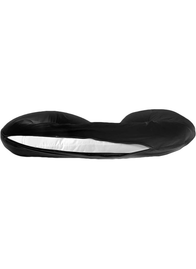 Betty Dain Betty Dain Stretch Jersey Pregnancy/Maternity Pillowcase C-Shape Compatible, Pillowcase Replacement, 100% Cotton Stretch Jersey, Dual Zippers, Stretch Fabric, Machine Washable, 60 x 25 in., Black  - Image 3