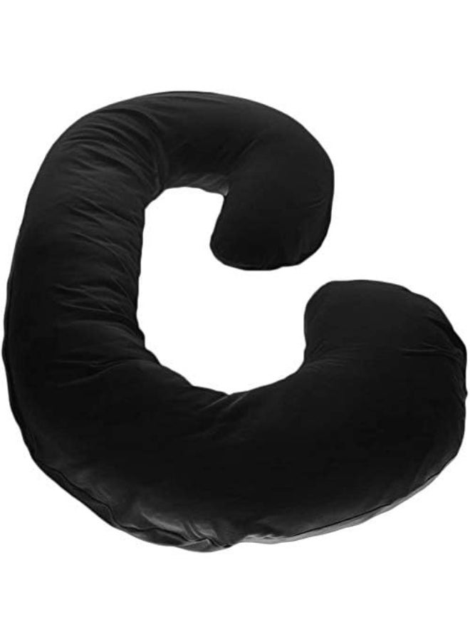 Betty Dain Betty Dain Stretch Jersey Pregnancy/Maternity Pillowcase C-Shape Compatible, Pillowcase Replacement, 100% Cotton Stretch Jersey, Dual Zippers, Stretch Fabric, Machine Washable, 60 x 25 in., Black  - Image 4