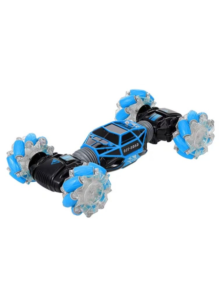 Loquat 4Wd 2.4Ghz Stunt RC Car With Off Road Tires, Remote Control Car With Gesture Control Band, Transforming Toy With LED Lights Spin 360 Degrees Blue - Image 1