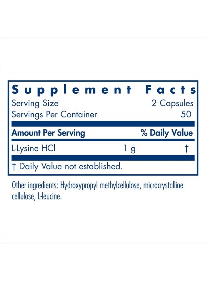 Allergy Research Group L-Lysine - Immune Support, L-Lysine HCI, Free Form Amino Acid, 500mg Supplement, Pure, Organic, Vegetarian Capsules - 100 Count - Image 2