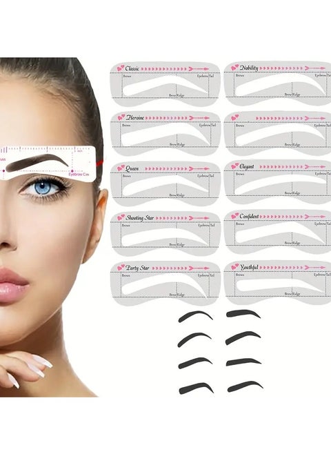 10pcs Precisely Position Eyebrow Stencils Attach Tightly Once Step Eyebrow Template Kit Professional Portable Eyebrow Shaping Stencils