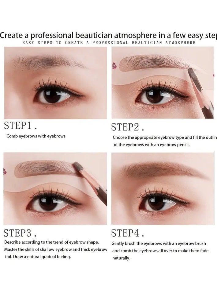 ORiTi - 10pcs Precisely Position Eyebrow Stencils Attach Tightly Once Step Eyebrow Template Kit Professional Portable Eyebrow Shaping Stencils - Image 1