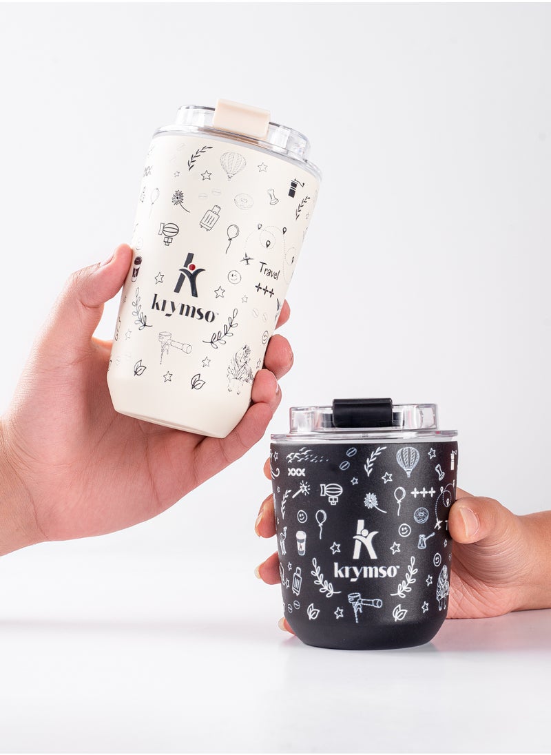 KRYMSO KRYMSO, 360ml Travel Coffee Mug, Stainless Steel Coffee Mug Insulated Tumbler, Thermos Flask, Double Wall Thermal Coffee Cup, Travel Mug with Leakproof Lid  - Image 2