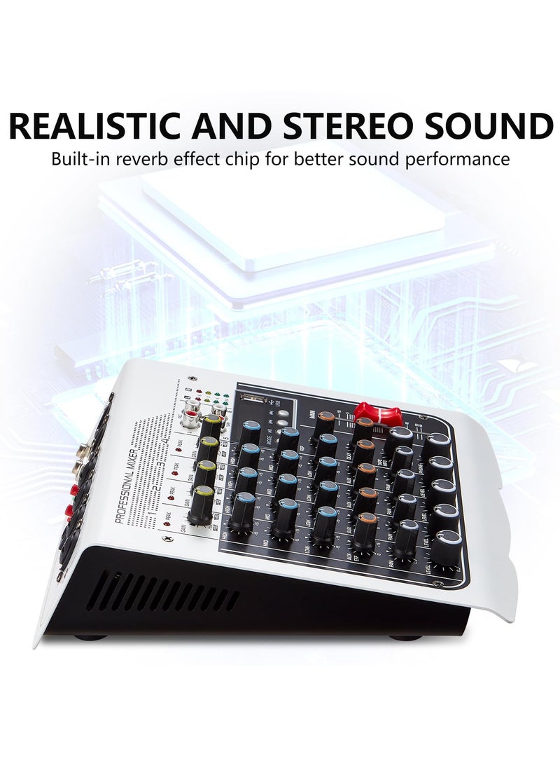 Generic - 6-Channel DJ Mixer Sound Board Console with 3-Band EQ, USB & Bluetooth Input, 48V Phantom Power, Ideal for Live Performance, Home Stage, Karaoke, and Online Streaming. - Image 1
