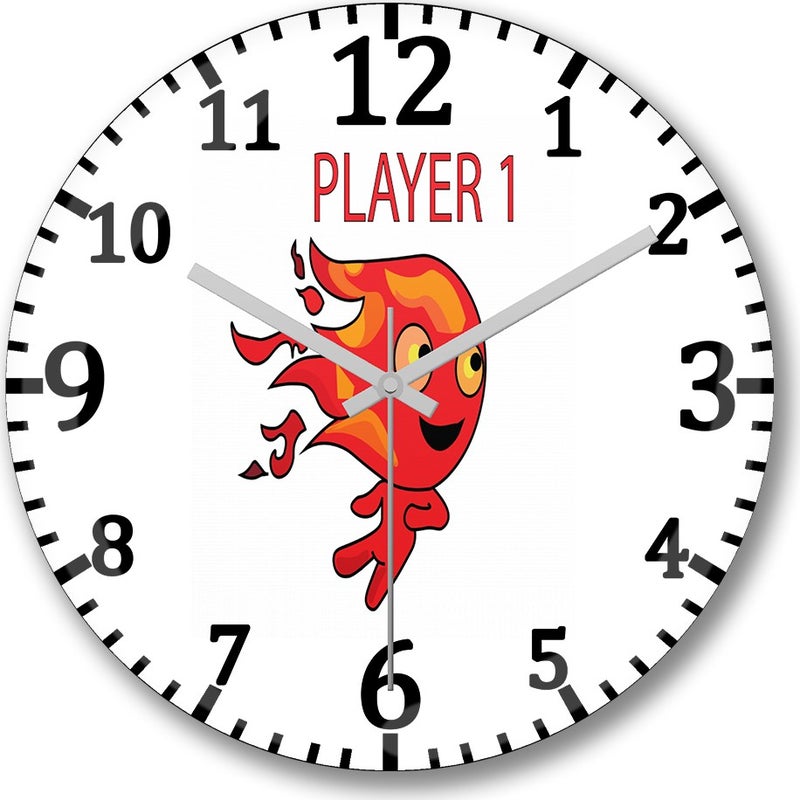 Print Shop Fire Boy Wall Clock Curved Real Glass