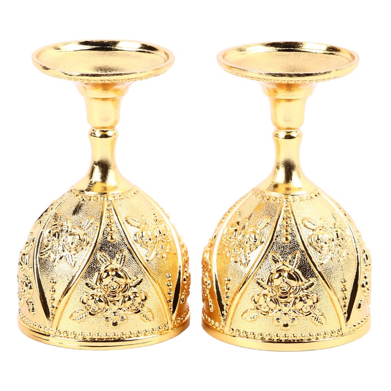 2 Pcs Wine Glass Exquisite 3D Relief Rose Flower Pattern Decorative Vintage Wineglass Gold - Image 5