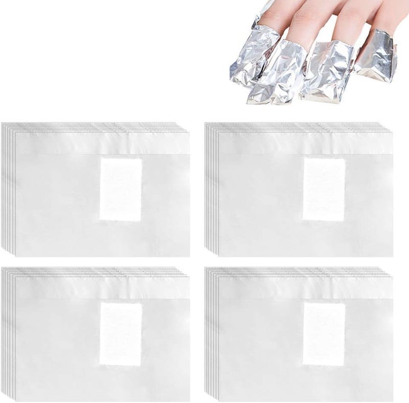 Keyohome 500Pcs Nail Foil Wraps Remover Aluminium Nail Art Soak Off Remover Gel Nail Polish Remover Foil Wraps with Preattached LintFree Cotton Pads