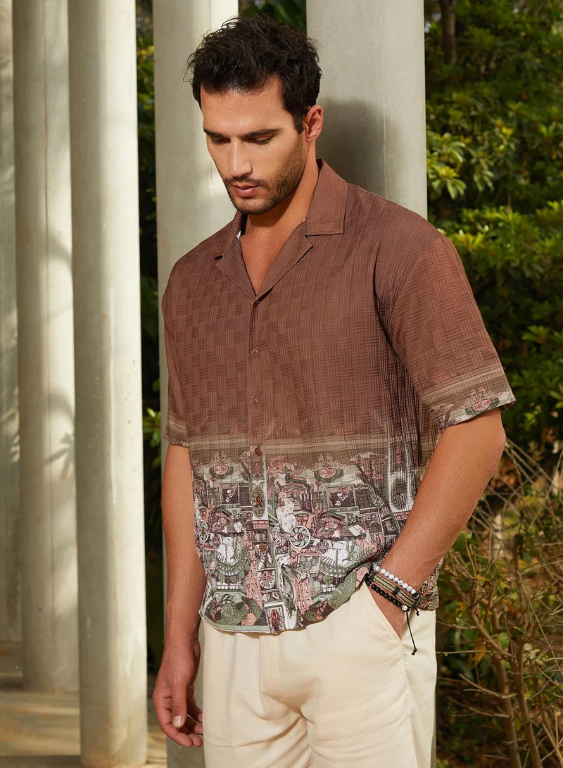 كامبوس سوترا Men's Ash Brown Indie-Ombre Oversized Shirt
