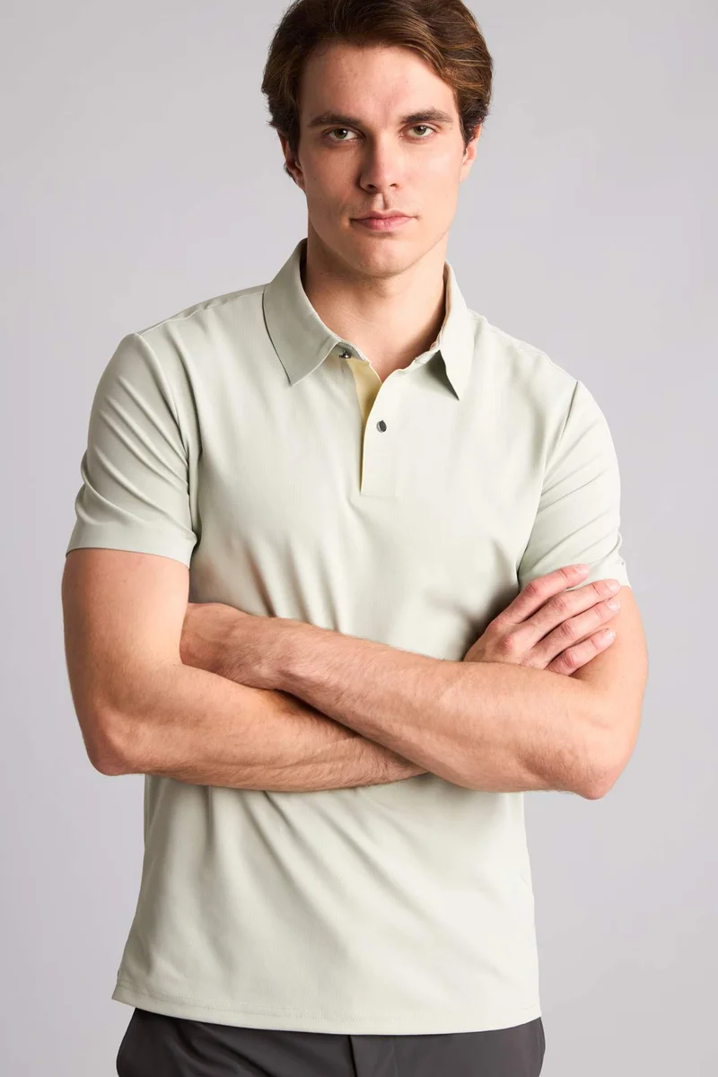 ديفاكتو Slim Fit Polo Collar Short Sleeve Polo T-Shirt