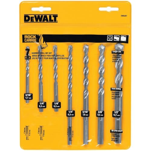 DEWALT Masonry Drill Bit Set Percussion Concrete Block 7Piece DW5207 - Image 1