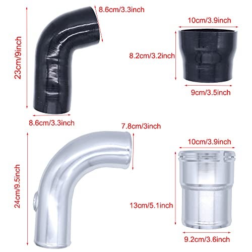 MOCW مجموعة أنابيب التبريد الجانبية الباردة MOCW 3.5 بوصة وترقية الأكمام متوافقة مع فورد 6.7L باورستروك ديزل F-250 F-350 F-450 من 2011-2016، فضي - Image 4