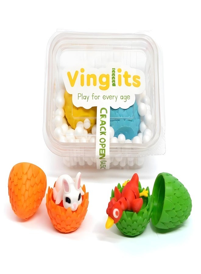 Vinglits Mystery Eggs – 3D Printed Animal Fidget Toys – Collectible Fidget Toys – Farm, Wild, Aqua, Bug, and Fantasy Themes – Packs of 2, 6, or 12 – Fun for Kids & Gifting (Farm Buddies, Pack of 2) - Image 1
