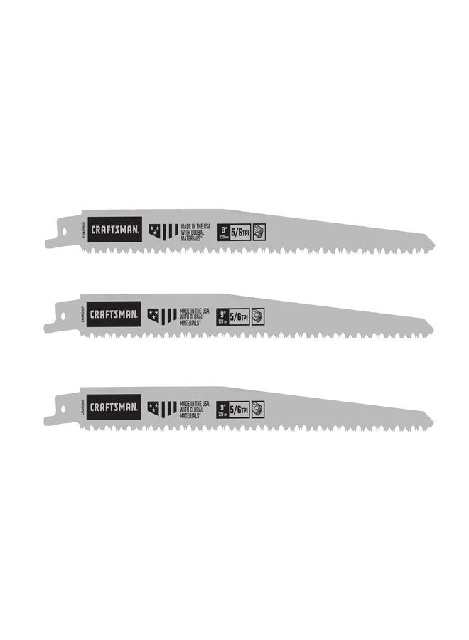 CRAFTSMAN 9 Inch 5/6 TPI Bi-Metal Pruning Reciprocating Saw Blade, 3 Pack (CMAR596P3) - Image 1