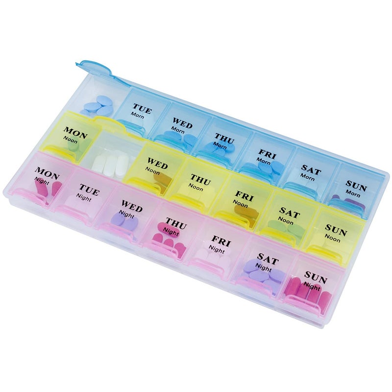 MEDca Weekly Pill Organizer - 21 Day Pill Planners for Pills Vitamins & Medication, 3 Times-a-Day Medication Reminder Boxes, Easy to Read & Travel Friendly - Image 1