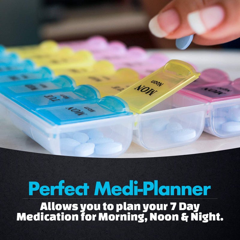 MEDca Weekly Pill Organizer - 21 Day Pill Planners for Pills Vitamins & Medication, 3 Times-a-Day Medication Reminder Boxes, Easy to Read & Travel Friendly - Image 5