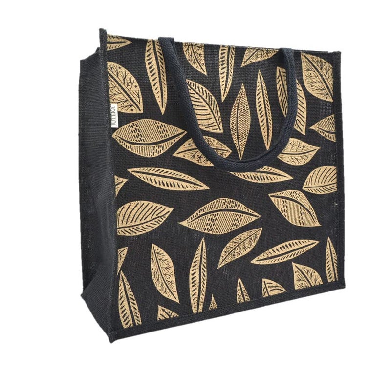 JUTEKA Printed Lunch, Office, Grocery, Picnic, Tote, Tiffin, Shopping, Jute Bag with Padded Cotton Handles - Image 1