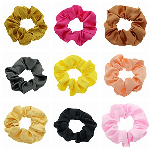 ZOONAI Women Teen Girls Satin Scrunchies Hair Accessories Elastic Hair Ponytail Holder Hair Tie - Set of 2 (Red) - Image 4