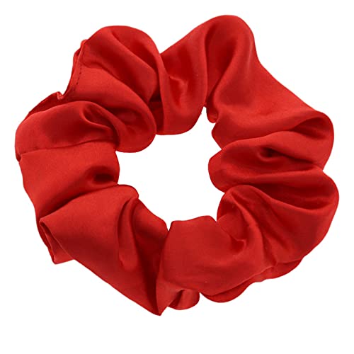 ZOONAI Women Teen Girls Satin Scrunchies Hair Accessories Elastic Hair Ponytail Holder Hair Tie - Set of 2 (Red) - Image 2
