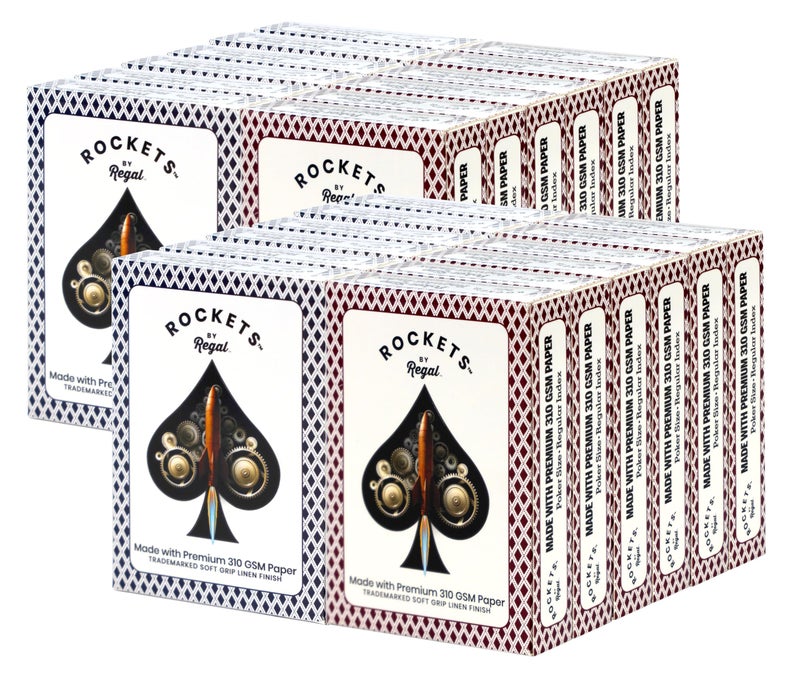 Regal Games 24 Decks Rockets Bulk Playing Cards Set for Adults Professionals Poker Size Standard Decks for Blackjack Poker Canasta Euchre 310 GSM Linen Finish Fun Travel Playing Cards - Image 3