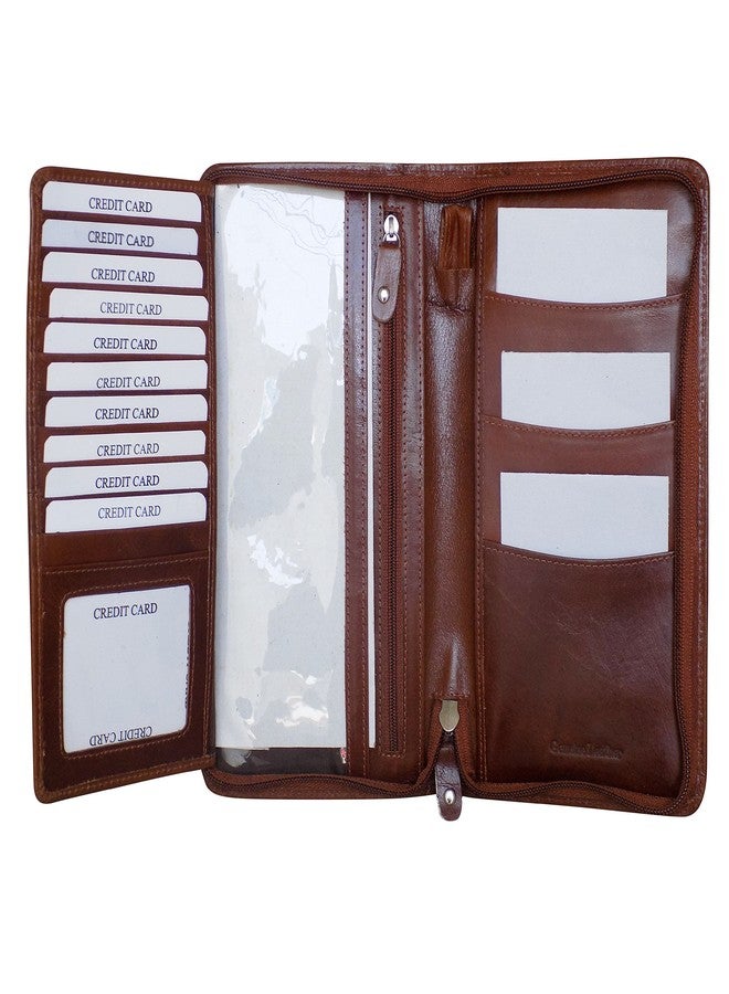 STYLE SHOES Style98 Genuine Leather Passport Holder for Men & Women/Suitable for Chequebook Credit Debit Card and Boarding Pass/Card Holders & Travel Organizer- Brown - Image 5