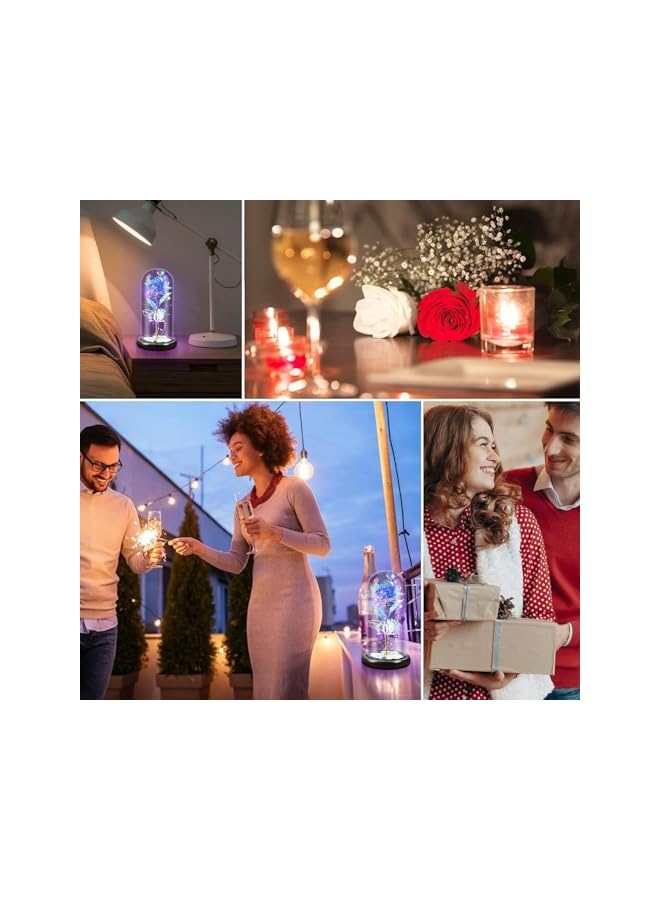 The Bros Artificial Flower Rose, Rose Flower in Glass Dome, LED Light Forever Rose Birthday Gifts for Women Mom Grandma Wife, Galaxy Glass Rose Crystal Flower, Unique Gifts for Mother's Day - Image 2