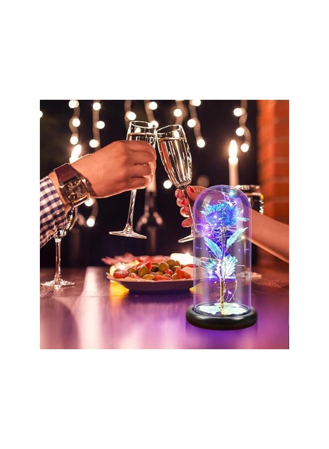 The Bros Artificial Flower Rose, Rose Flower in Glass Dome, LED Light Forever Rose Birthday Gifts for Women Mom Grandma Wife, Galaxy Glass Rose Crystal Flower, Unique Gifts for Mother's Day - Image 4