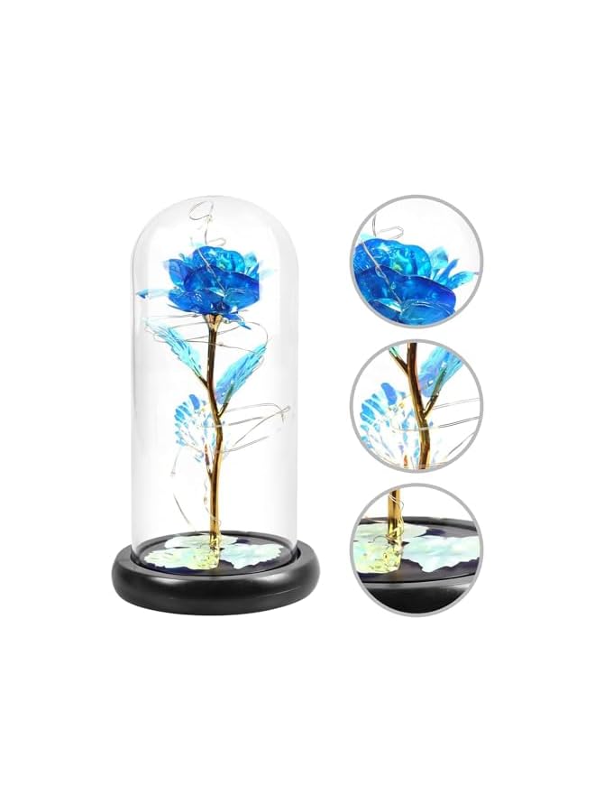 The Bros Artificial Flower Rose, Rose Flower in Glass Dome, LED Light Forever Rose Birthday Gifts for Women Mom Grandma Wife, Galaxy Glass Rose Crystal Flower, Unique Gifts for Mother's Day - Image 5