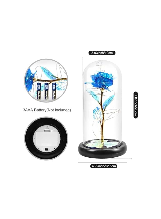 The Bros Artificial Flower Rose, Rose Flower in Glass Dome, LED Light Forever Rose Birthday Gifts for Women Mom Grandma Wife, Galaxy Glass Rose Crystal Flower, Unique Gifts for Mother's Day - Image 3