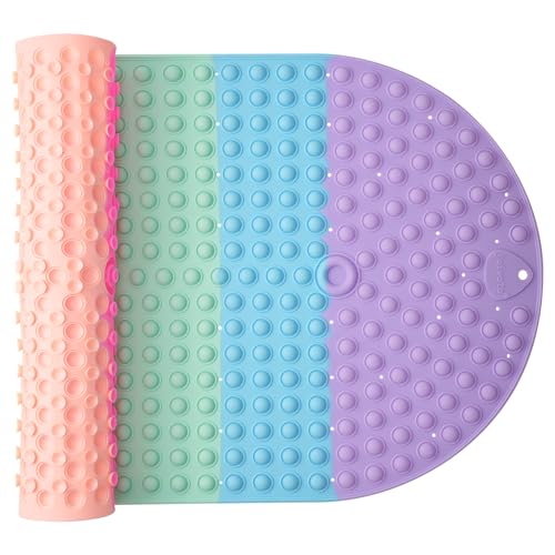 Joiyota Silicone Push Pop Bath Mat for Kids, CPC Certified Non-Slip Rainbow Bathtub Mat with Suction Cups, Sensory Bath Toy for Toddlers (33x17.3-Rainbow) - Image 1